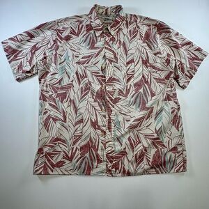 Reyn Spooner Red and Green Leaf Print Shirt